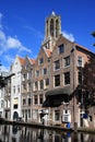 Houses along Oudegracht, Utrecht, Holland Royalty Free Stock Photo